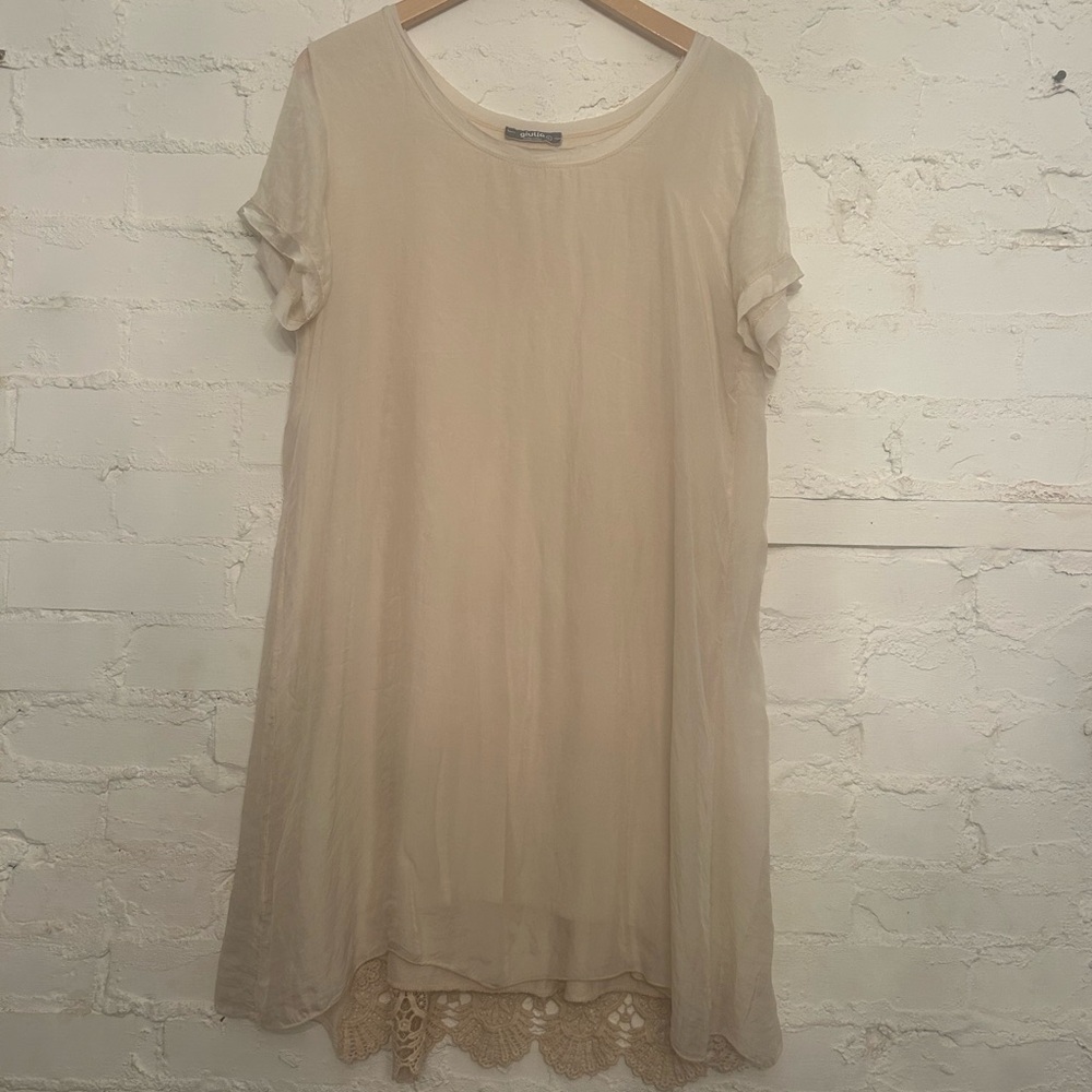 Giulia's Cream Mini Dress with Lace Detail
